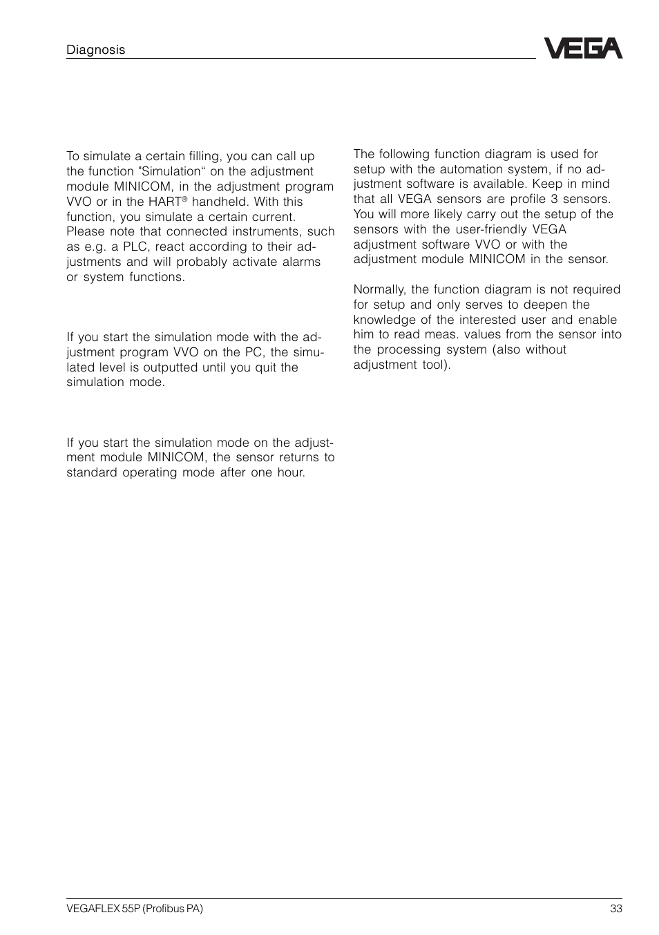 5 diagnosis, 1 simulation, 2 function diagram | VEGA VEGAFLEX 55P (Profibus PA) User Manual | Page 33 / 48