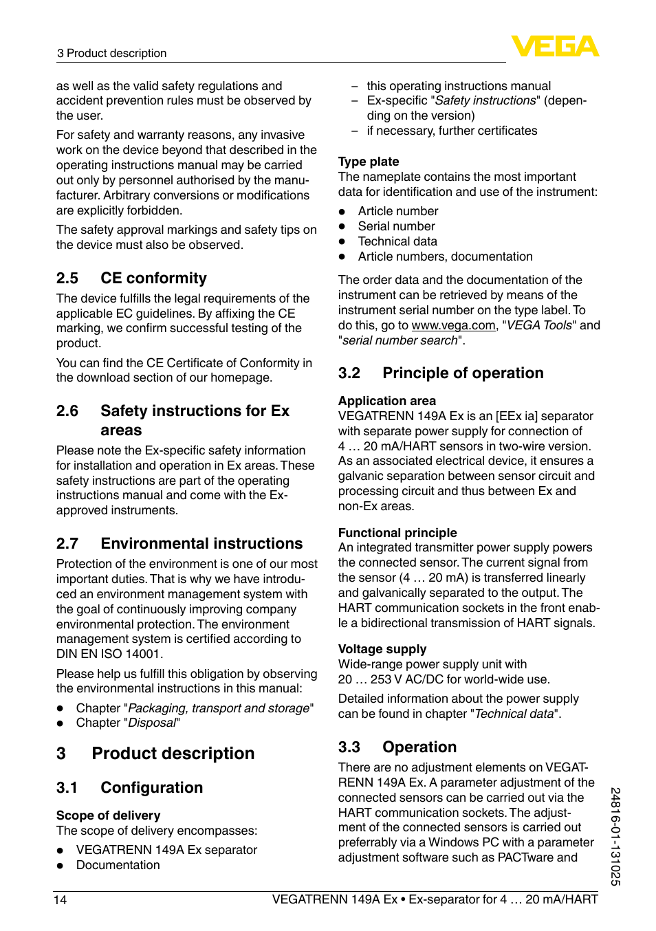 3 product description | VEGA VEGATRENN 149A Ex User Manual | Page 14 / 44