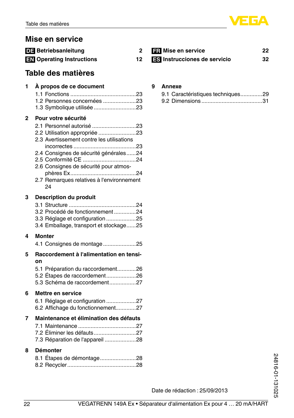 VEGA VEGATRENN 149A Ex User Manual | Page 22 / 44