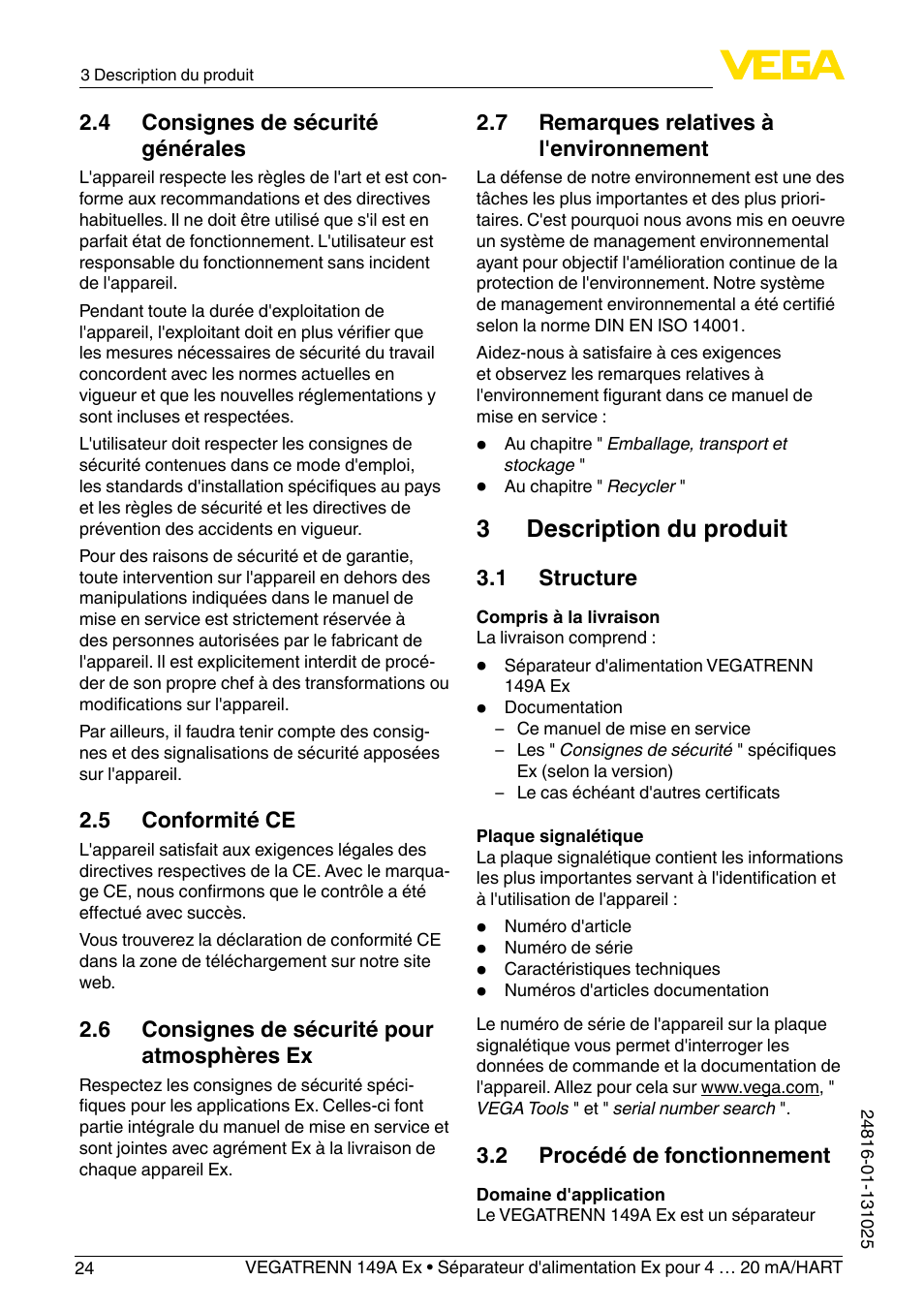 3 description du produit | VEGA VEGATRENN 149A Ex User Manual | Page 24 / 44