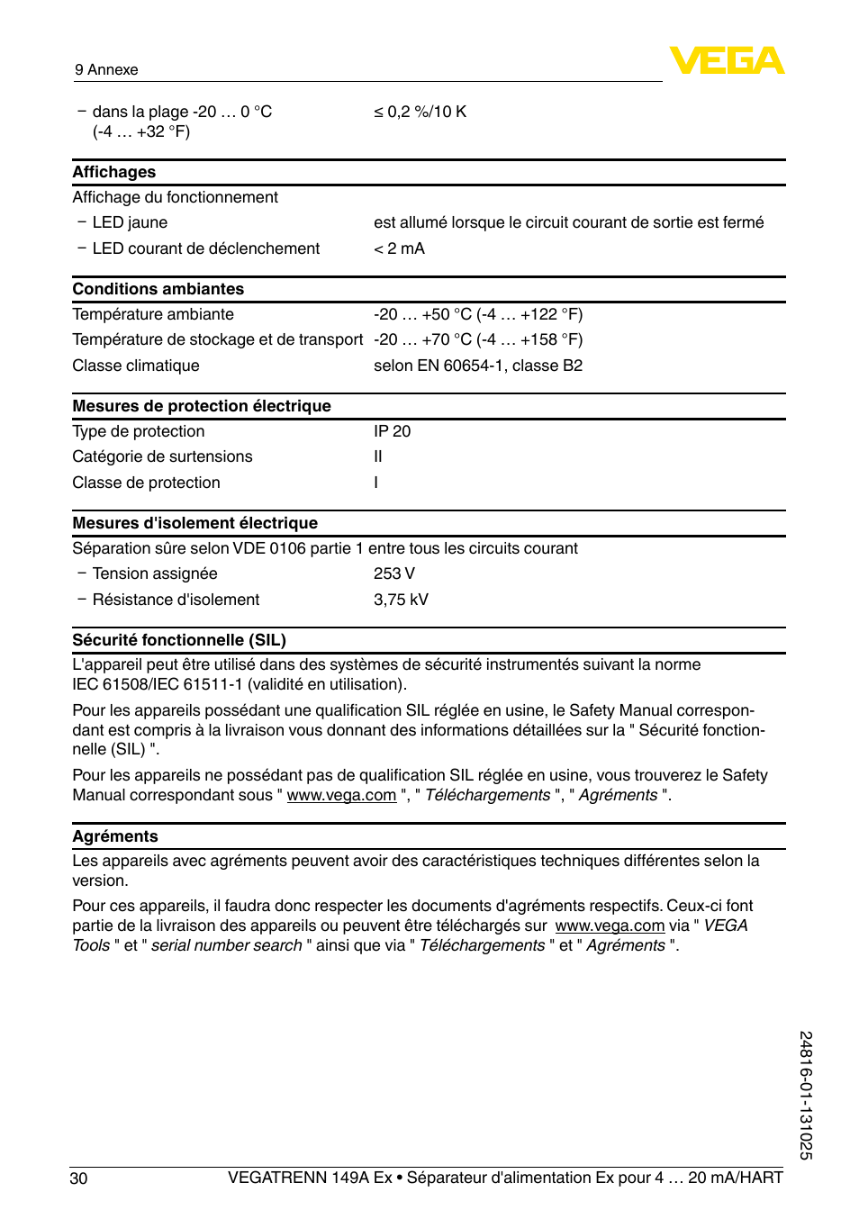 VEGA VEGATRENN 149A Ex User Manual | Page 30 / 44
