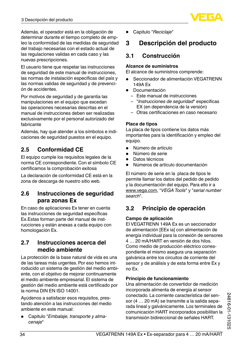 3 descripción del producto | VEGA VEGATRENN 149A Ex User Manual | Page 34 / 44