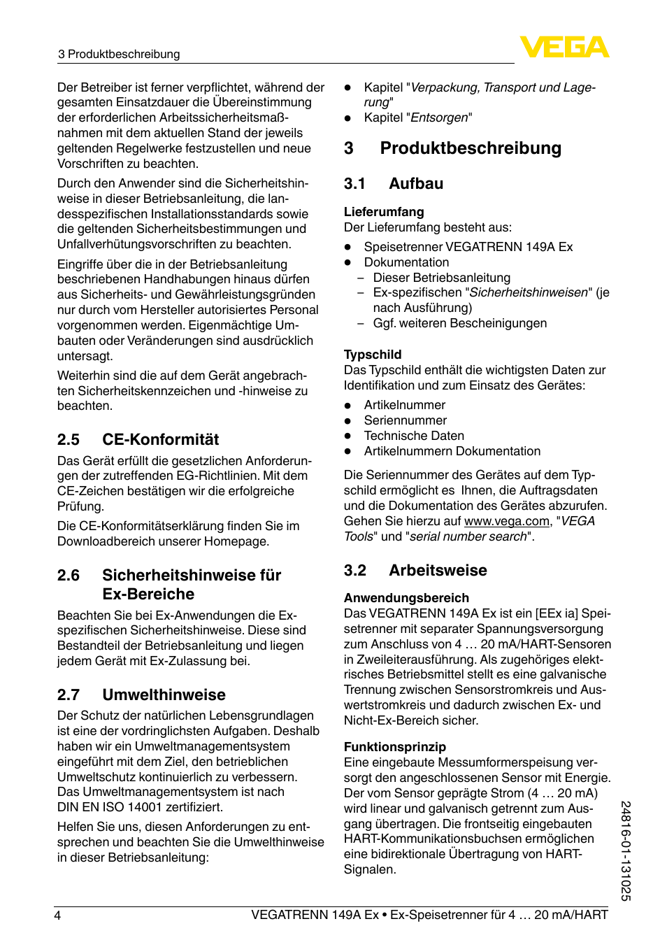 3 produktbeschreibung | VEGA VEGATRENN 149A Ex User Manual | Page 4 / 44