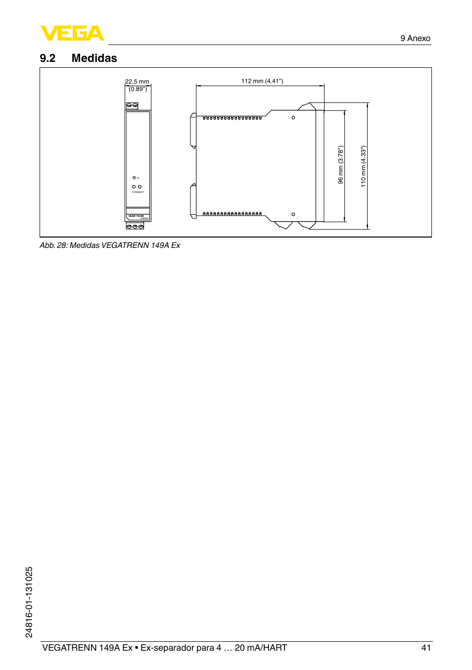 2 medidas, 9 anexo | VEGA VEGATRENN 149A Ex User Manual | Page 41 / 44