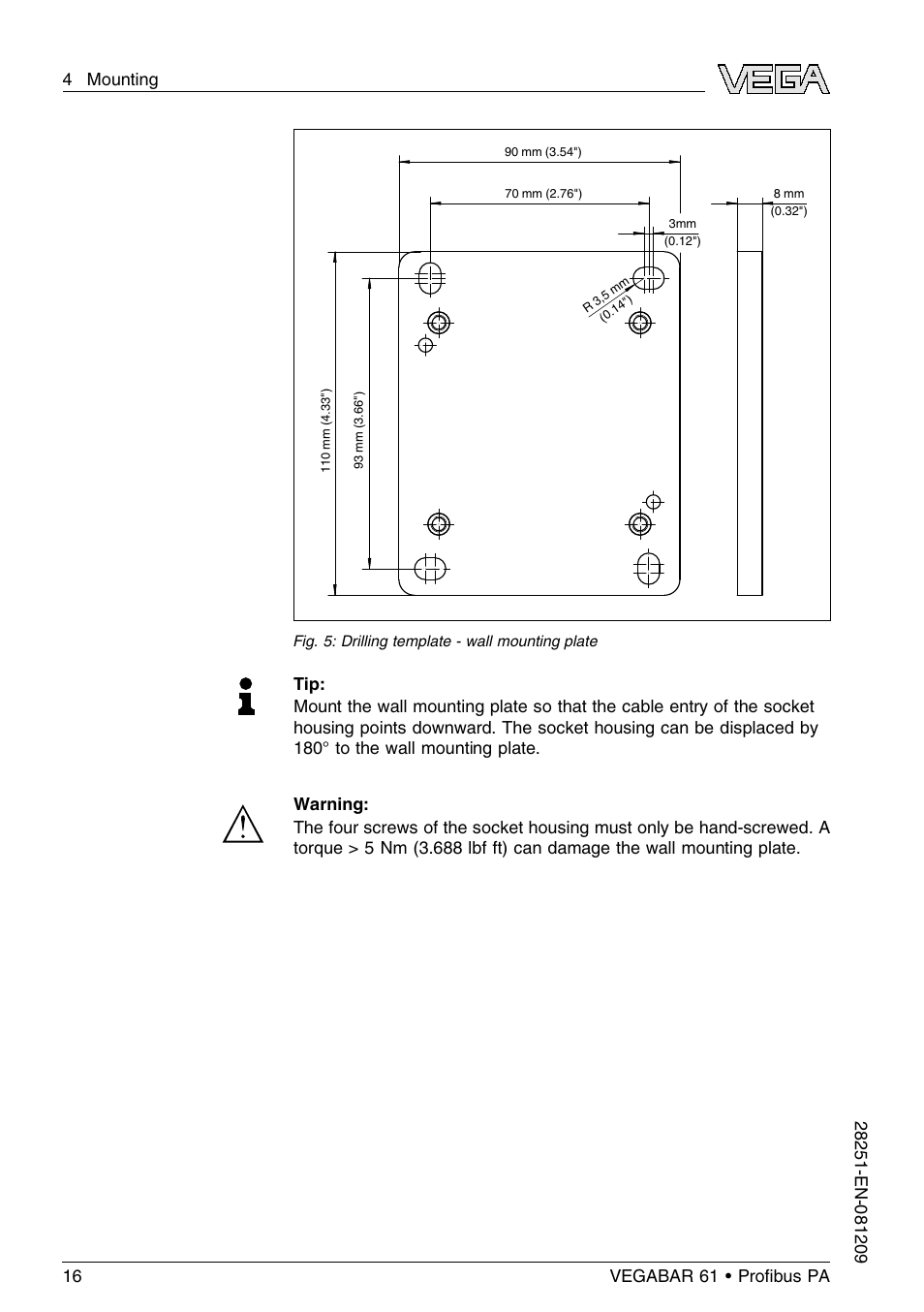 VEGA VEGABAR 61 Proﬁbus PA User Manual | Page 16 / 84