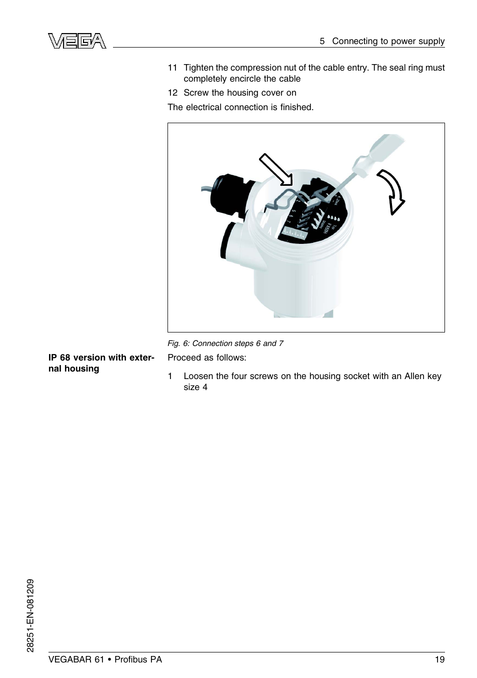 VEGA VEGABAR 61 Proﬁbus PA User Manual | Page 19 / 84