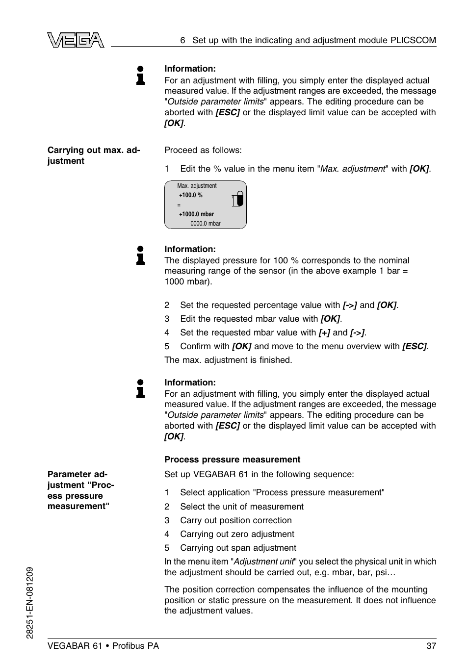 VEGA VEGABAR 61 Proﬁbus PA User Manual | Page 37 / 84