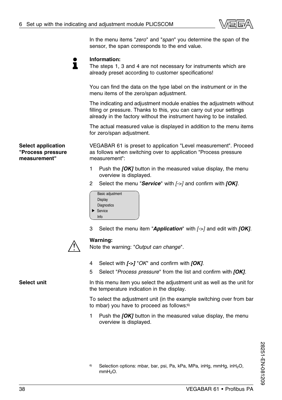 VEGA VEGABAR 61 Proﬁbus PA User Manual | Page 38 / 84