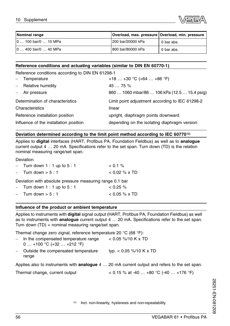 VEGA VEGABAR 61 Proﬁbus PA User Manual | Page 56 / 84