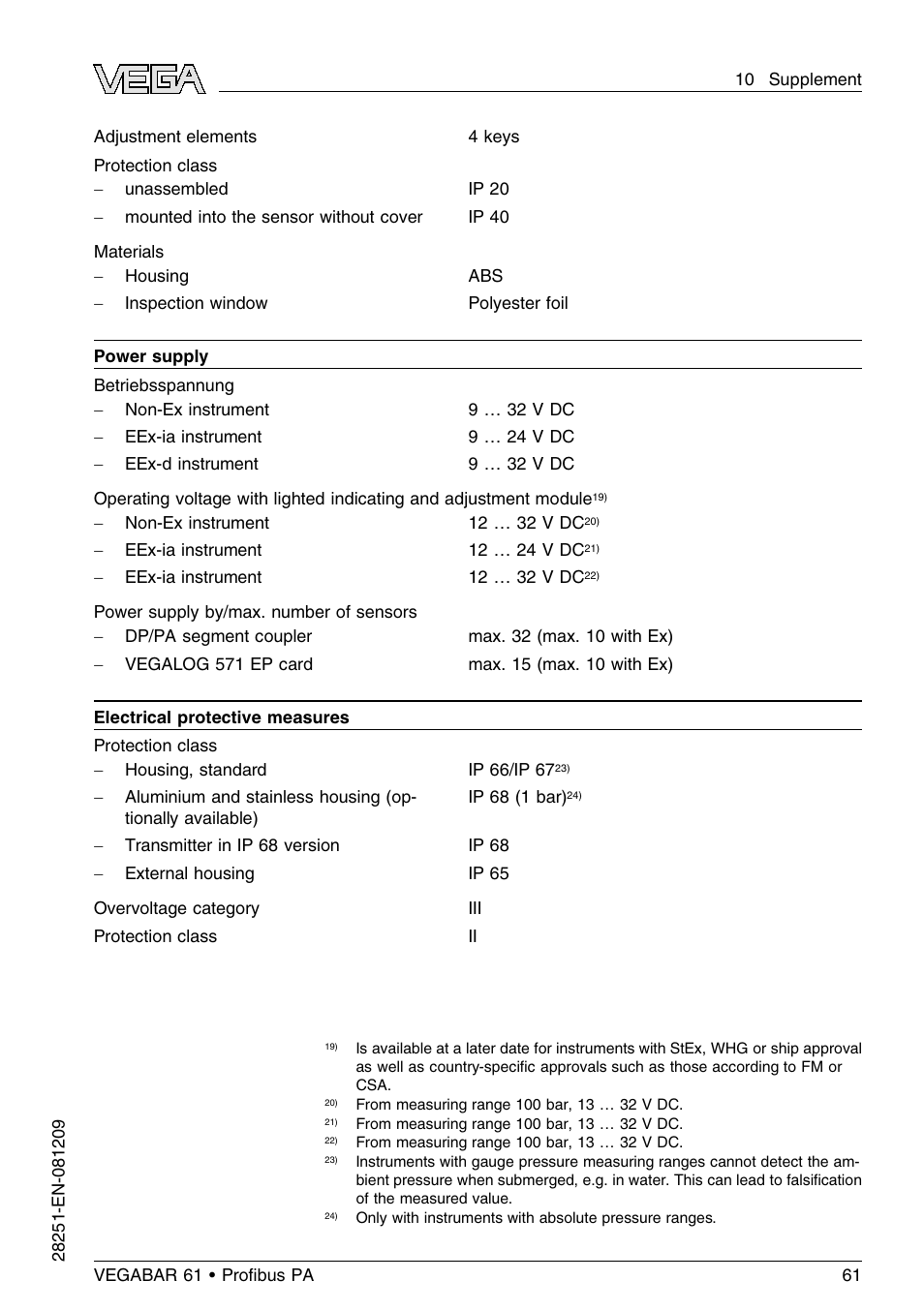 VEGA VEGABAR 61 Proﬁbus PA User Manual | Page 61 / 84