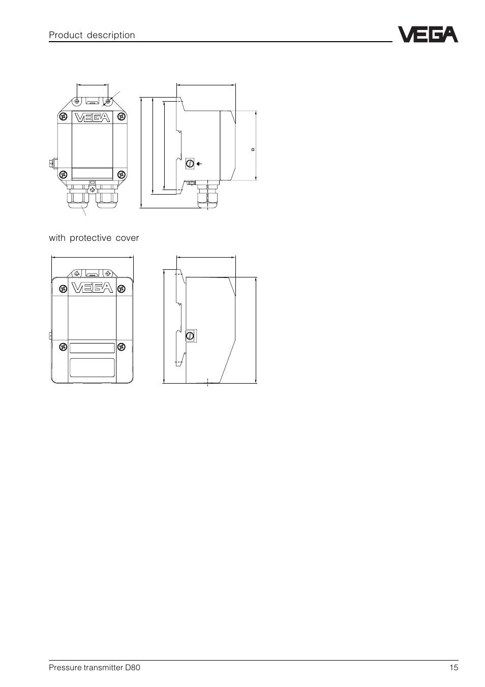 Product description, With protective cover vegabox 01 | VEGA D80 Hydrostatic pressure transmitters User Manual | Page 15 / 40