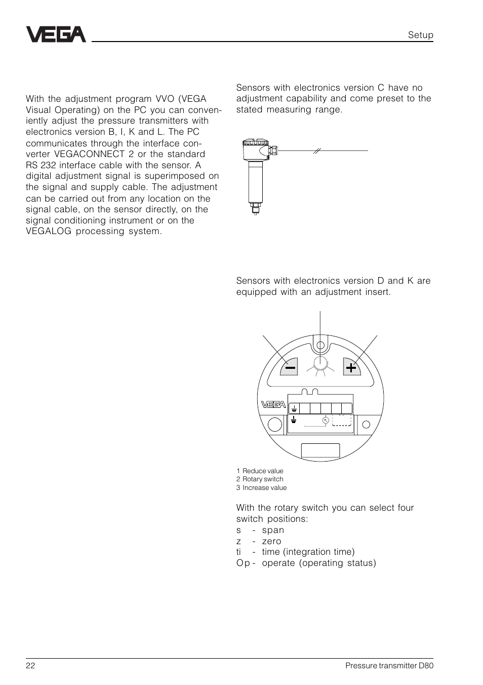 2 sensor without adjustment | VEGA D80 Hydrostatic pressure transmitters User Manual | Page 22 / 40