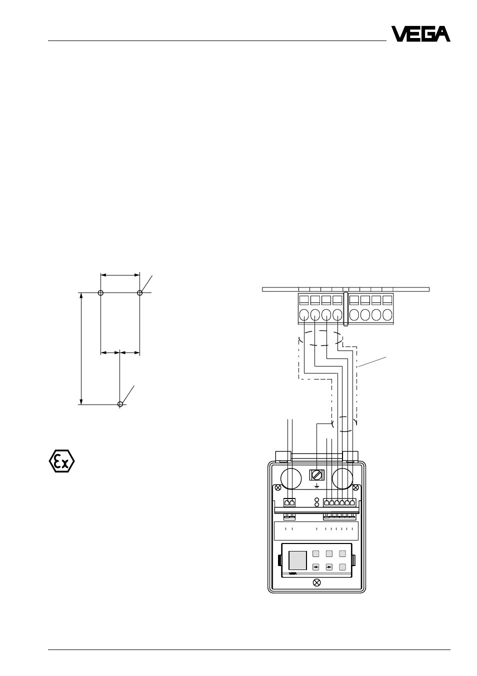 2 mounting, 1 mounting instructions, 3 electrical connection | Humidity, Drilling jig vegadis 50, Mounting, electrical connection | VEGA VEGADIS 50 Ex User Manual | Page 5 / 8