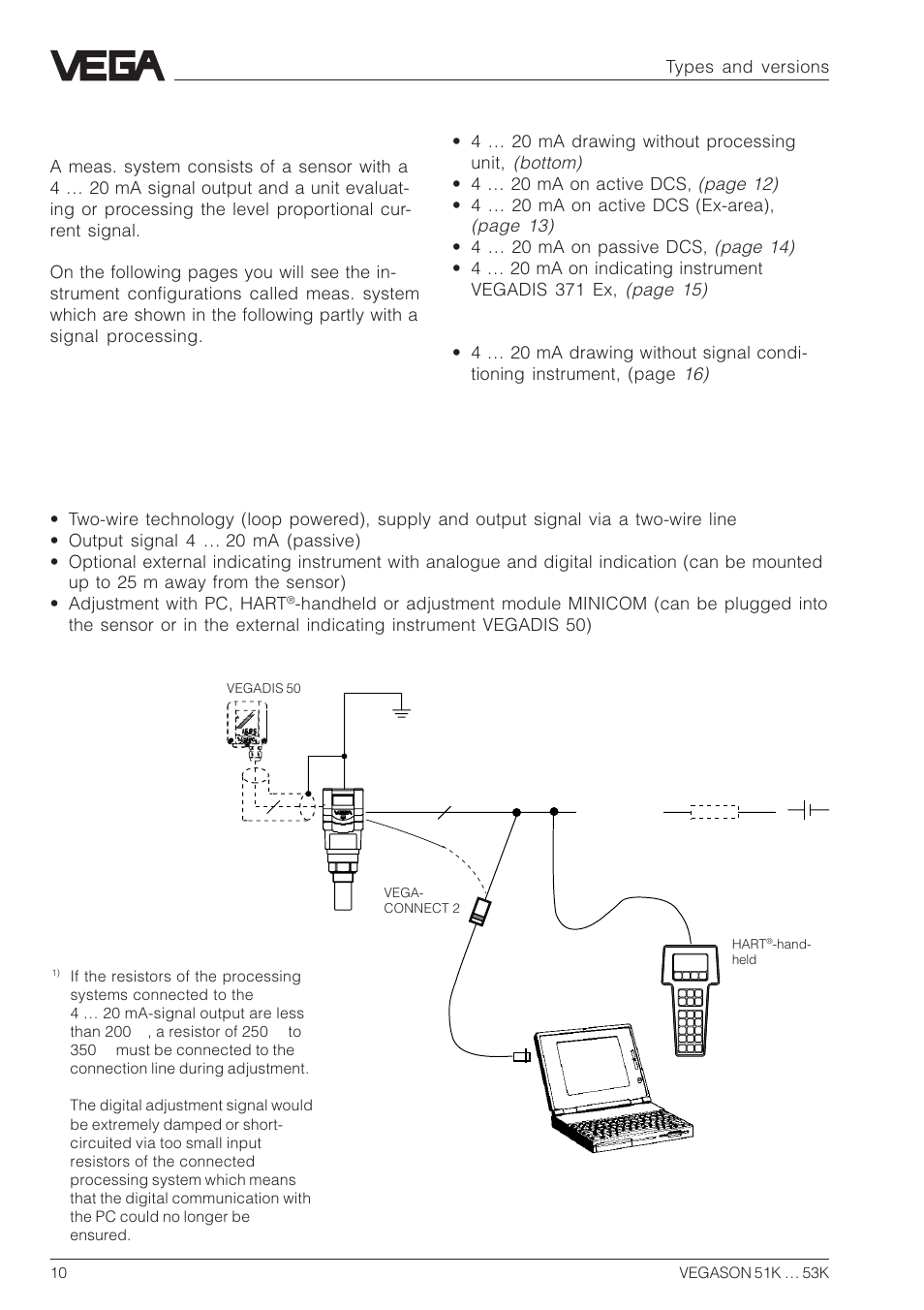 2 configuration of meas. systems, Meas. systems with vegason 51k … 53k | VEGA VEGASON 51K…53K User Manual | Page 10 / 52