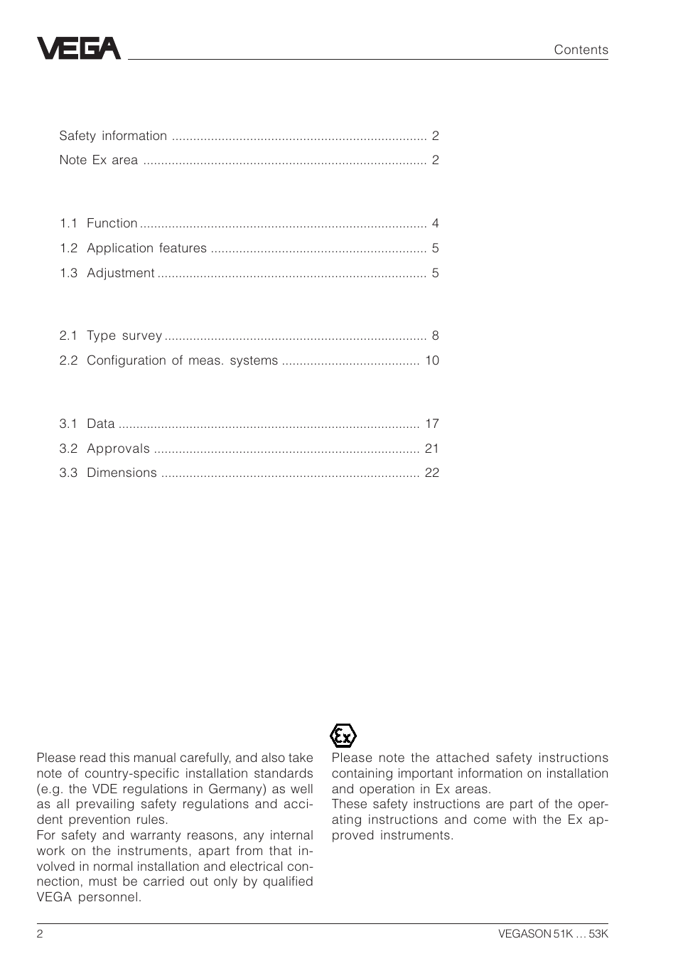 VEGA VEGASON 51K…53K User Manual | Page 2 / 52