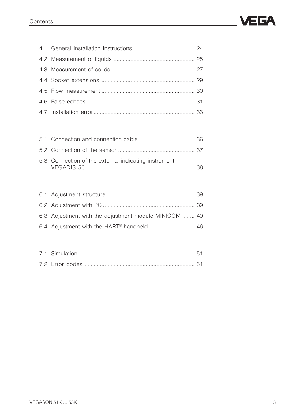 VEGA VEGASON 51K…53K User Manual | Page 3 / 52