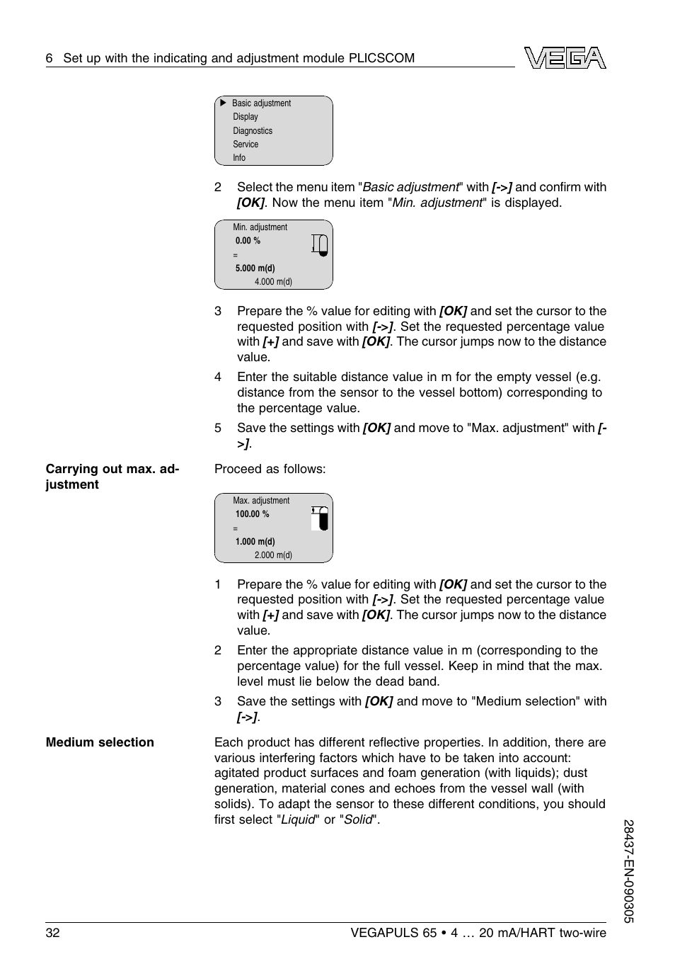 VEGA VEGAPULS 65 (≥ 2.0.0 - ≤ 3.8) 4 … 20 mA_HART two-wire User Manual | Page 32 / 60