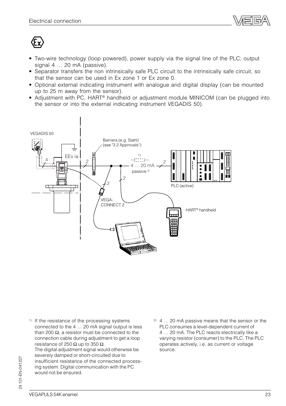 Electrical connection | VEGA VEGAPULS 54K enamel User Manual | Page 23 / 56