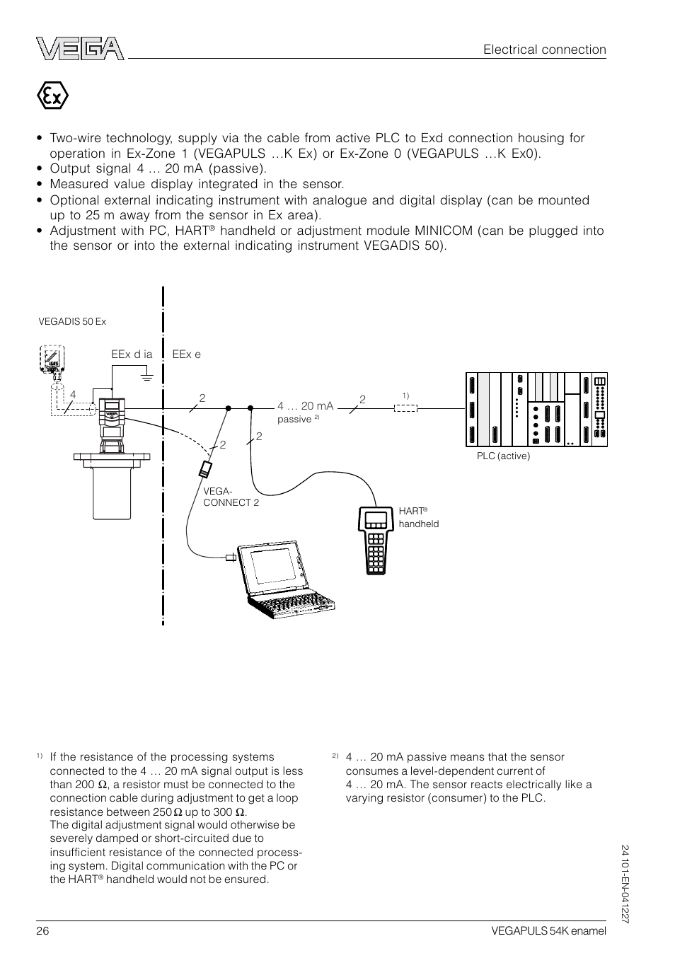 Electrical connection | VEGA VEGAPULS 54K enamel User Manual | Page 26 / 56