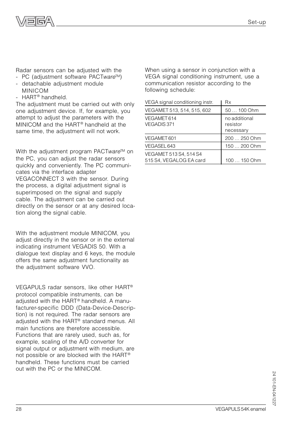 4 set-up, 2 adjustment with pc, 1 adjustment media | VEGA VEGAPULS 54K enamel User Manual | Page 28 / 56