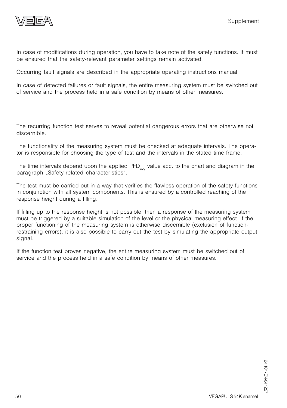 4reaction during operation and in case of failure, 5recurring function test | VEGA VEGAPULS 54K enamel User Manual | Page 50 / 56