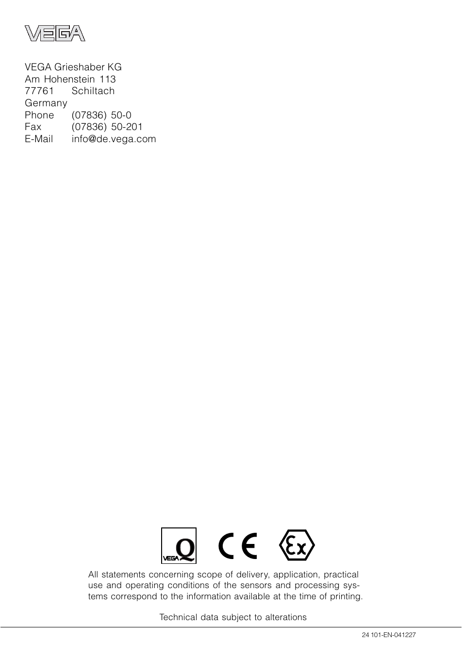 VEGA VEGAPULS 54K enamel User Manual | Page 56 / 56