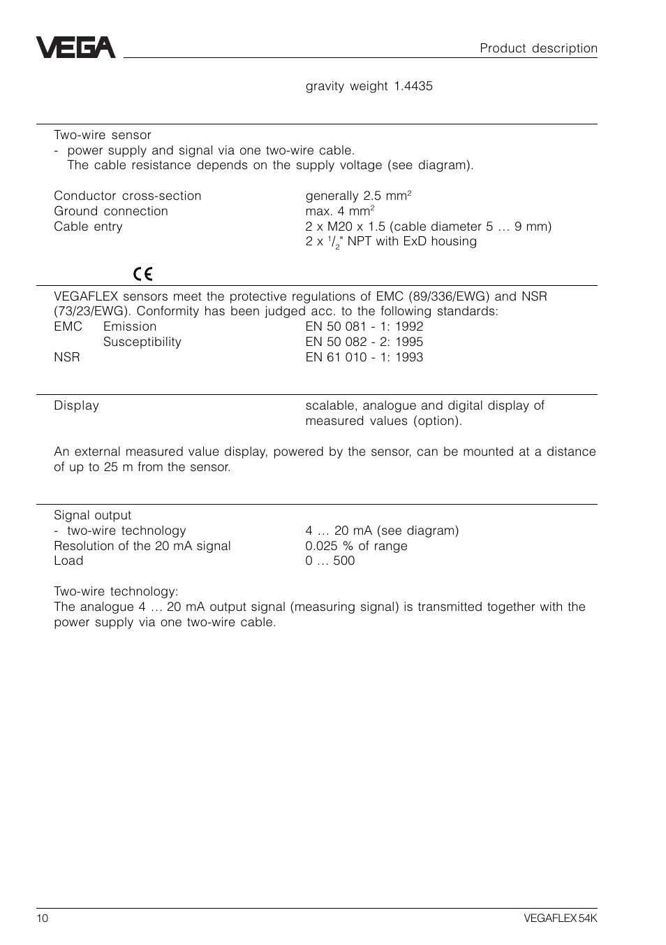 VEGA VEGAFLEX 54K User Manual | Page 10 / 36
