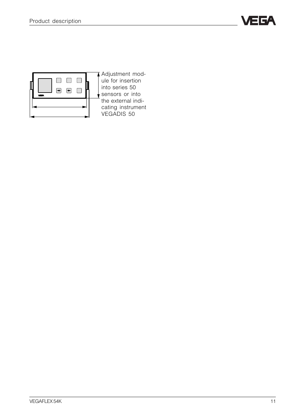 6 dimensions, Product description adjustment module minicom | VEGA VEGAFLEX 54K User Manual | Page 11 / 36