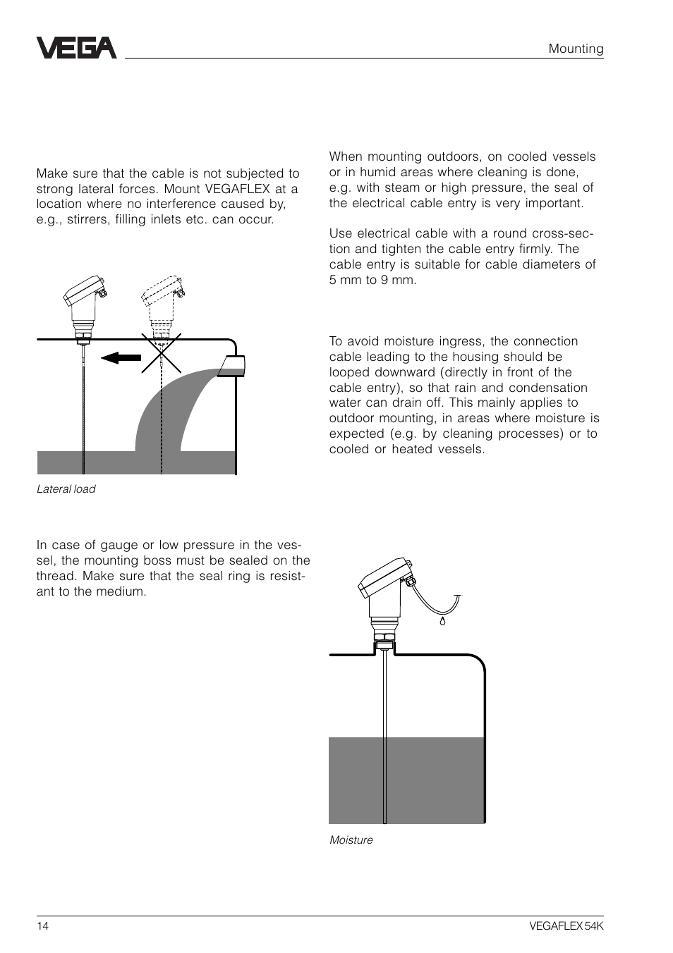 2 mounting, 1 installation instructions | VEGA VEGAFLEX 54K User Manual | Page 14 / 36