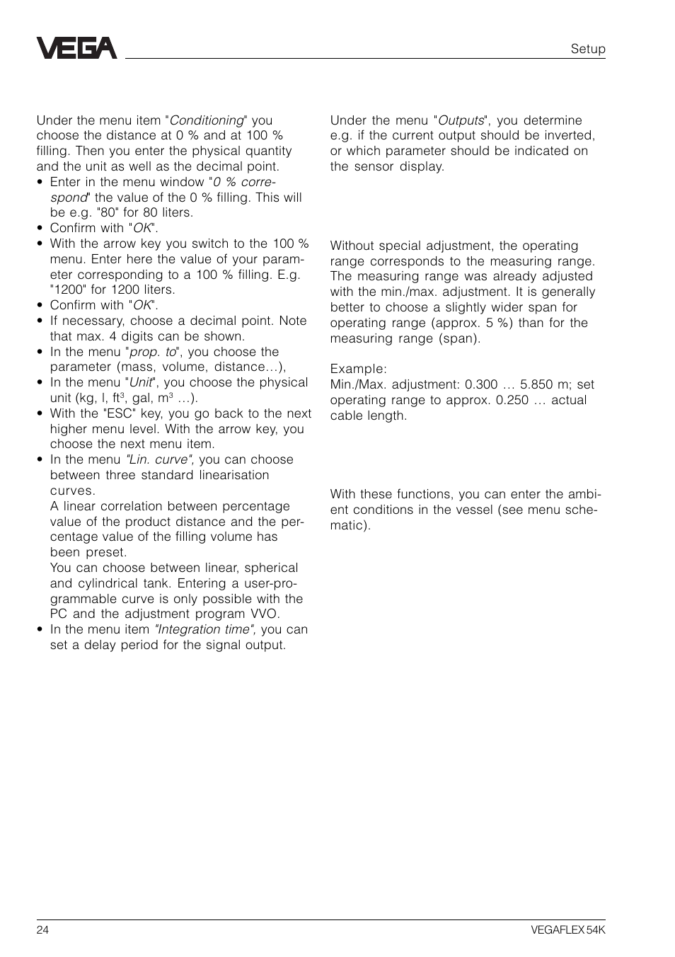 VEGA VEGAFLEX 54K User Manual | Page 24 / 36