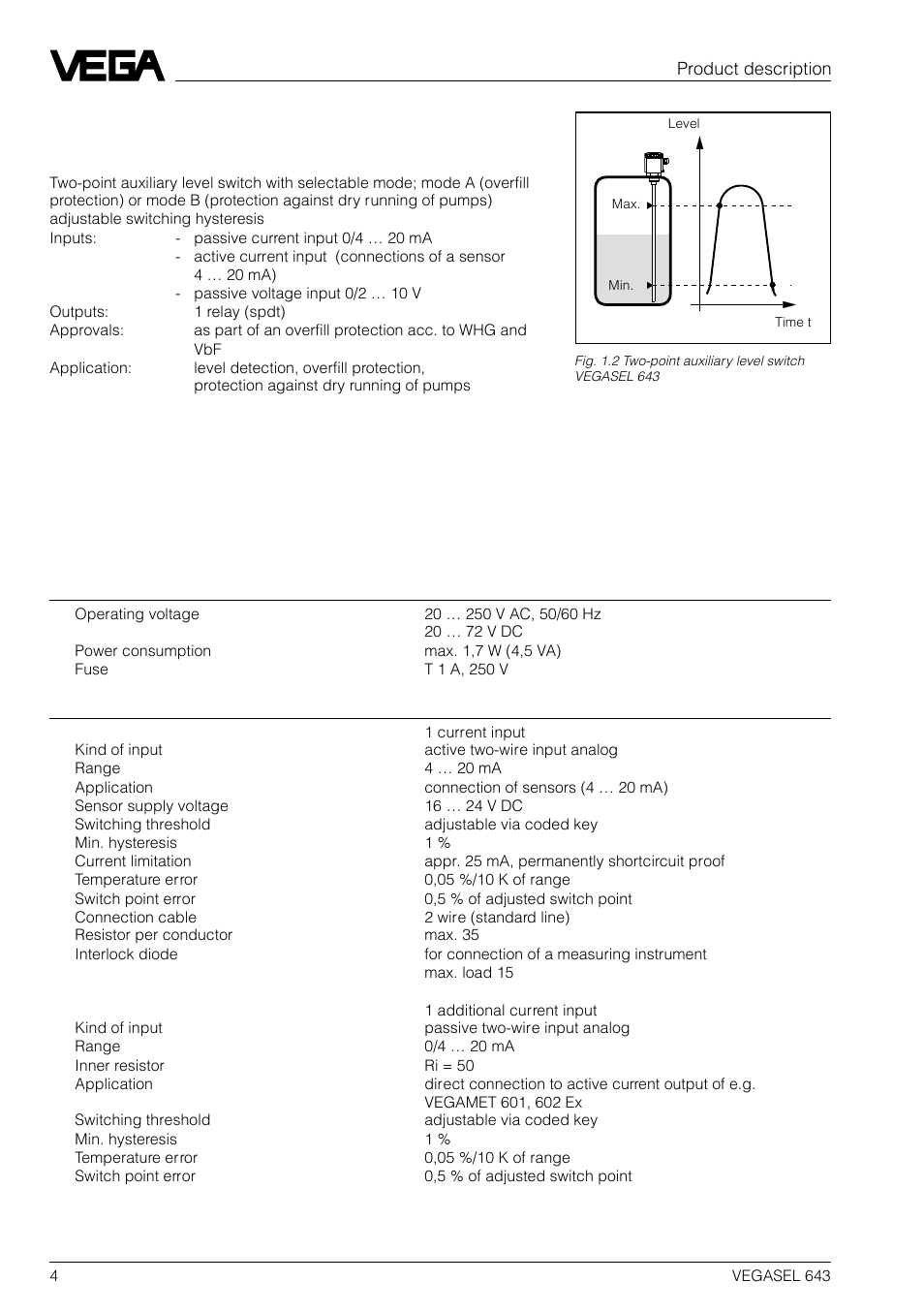 3 types and versions, 4 technical data and dimensions | VEGA VEGASEL 643 User Manual | Page 4 / 16