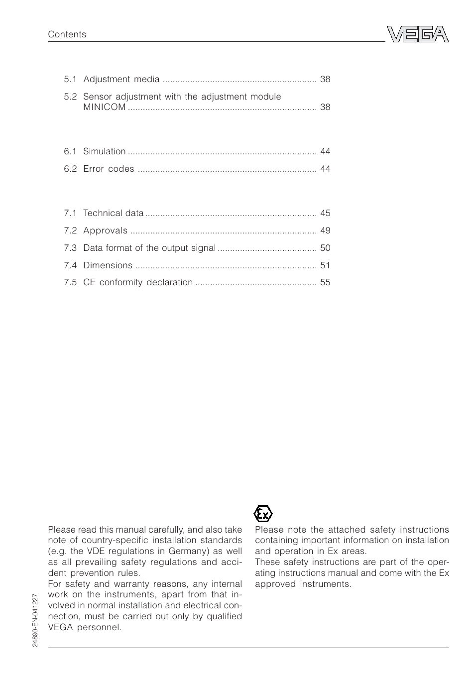 Safety information | VEGA VEGAPULS 51K…54K Profibus PA User Manual | Page 3 / 60