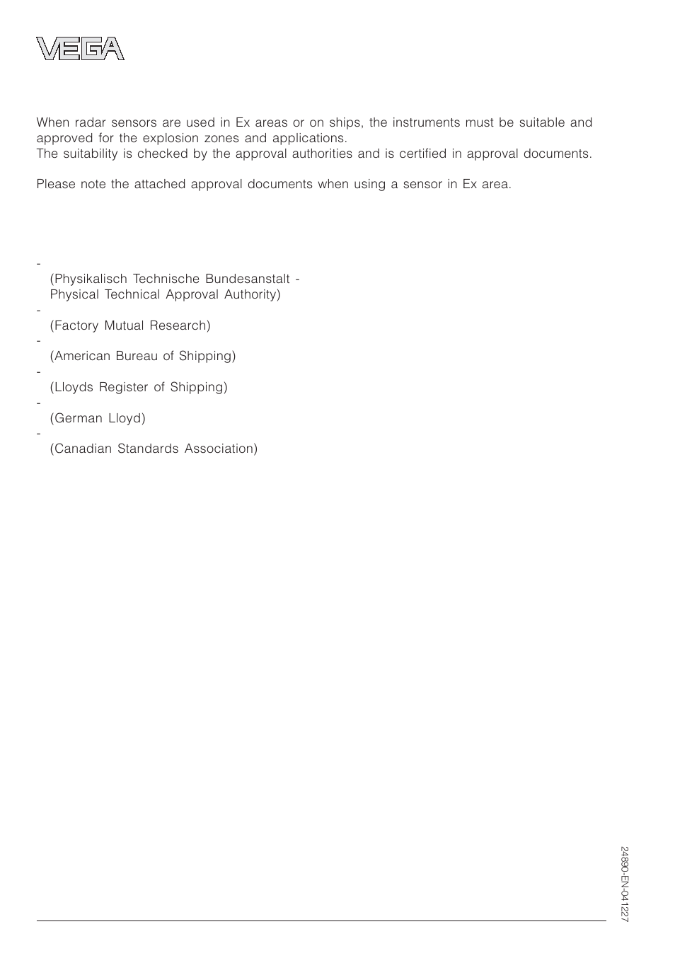 2 approvals | VEGA VEGAPULS 51K…54K Profibus PA User Manual | Page 50 / 60