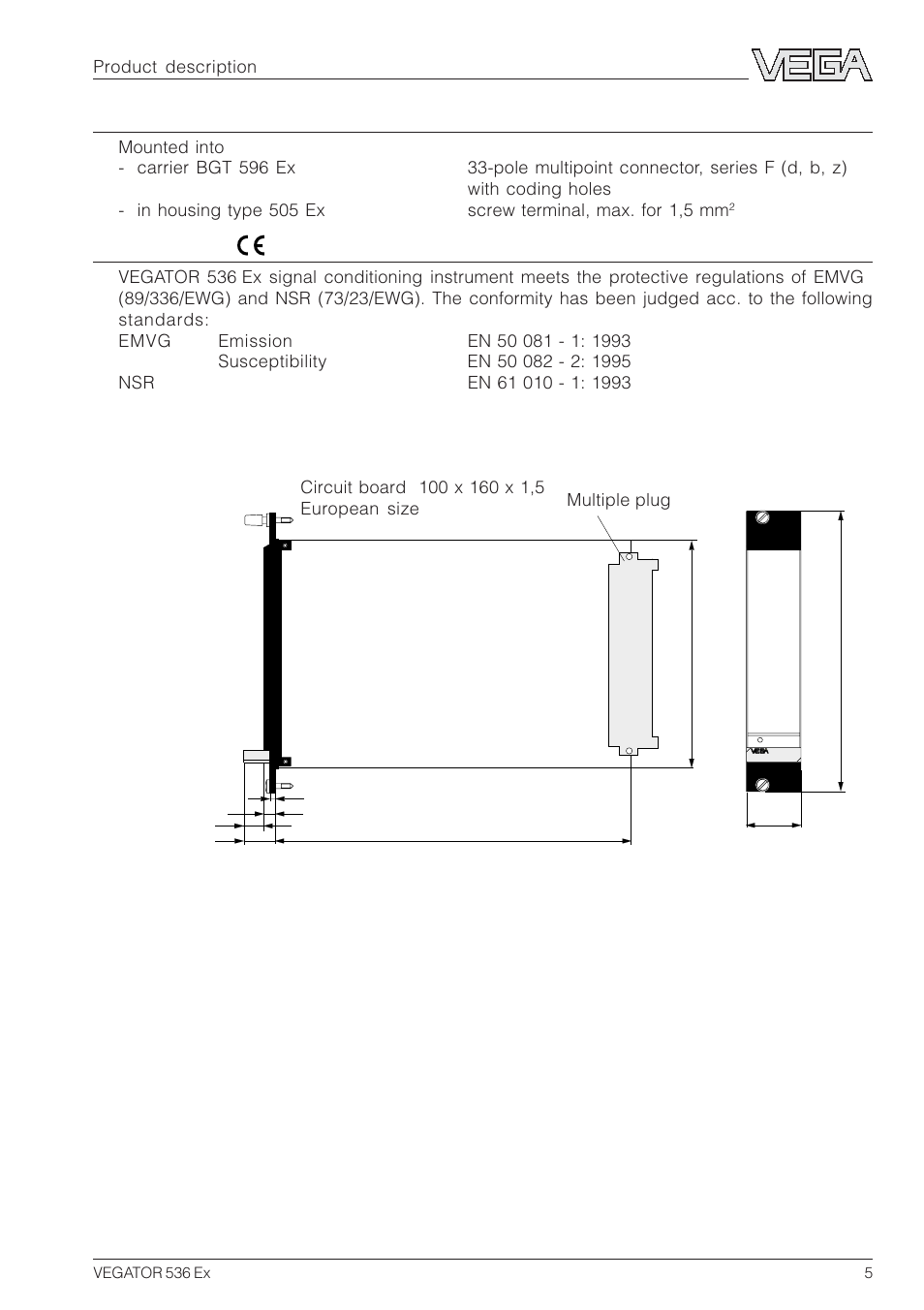 3 dimensions | VEGA VEGATOR 536 Ex User Manual | Page 5 / 16
