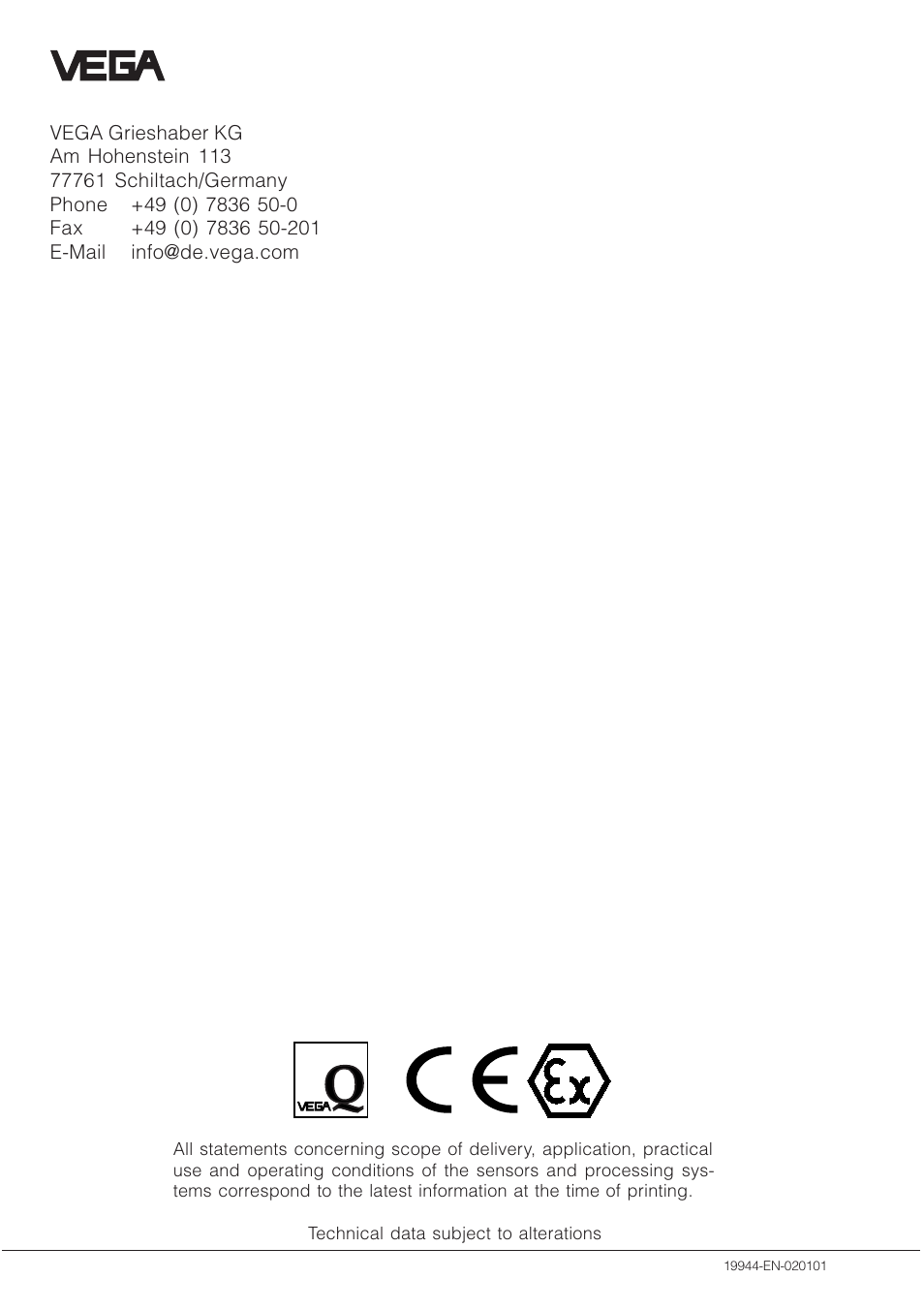 VEGA VEGAMET 602 User Manual | Page 20 / 20