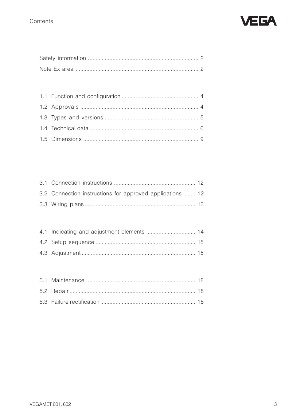 VEGA VEGAMET 602 User Manual | Page 3 / 20