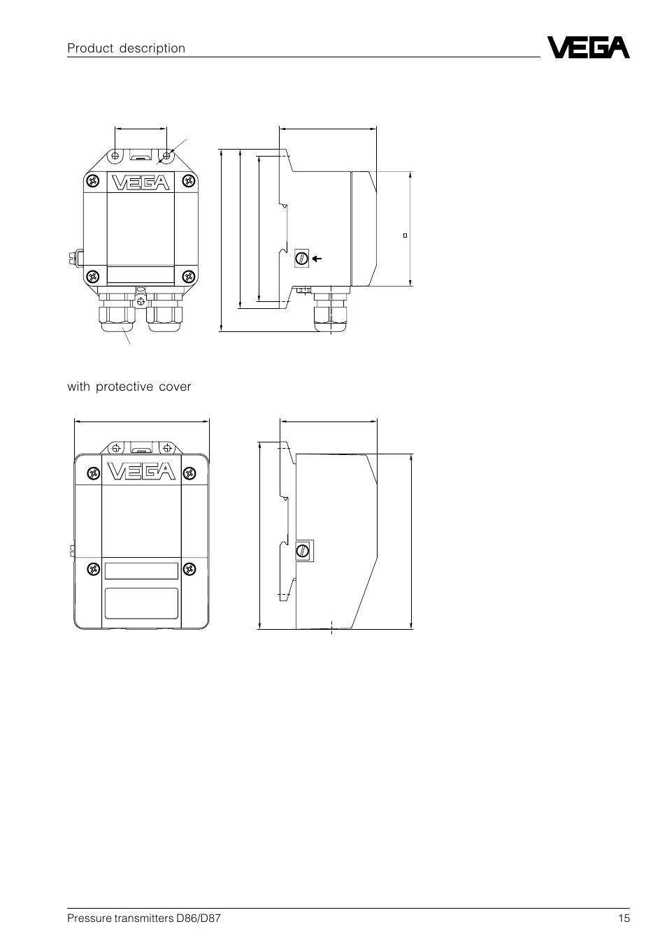 Product description, With protective cover vegabox 01 | VEGA D86_D87 Hydrostatic pressure transmitters User Manual | Page 15 / 40