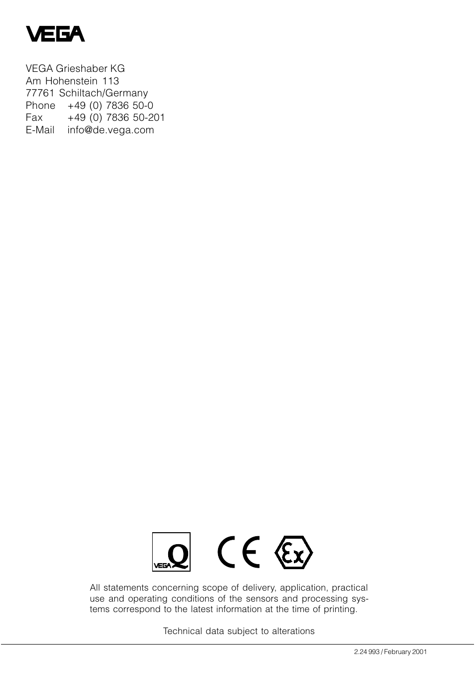 VEGA D86_D87 Hydrostatic pressure transmitters User Manual | Page 40 / 40