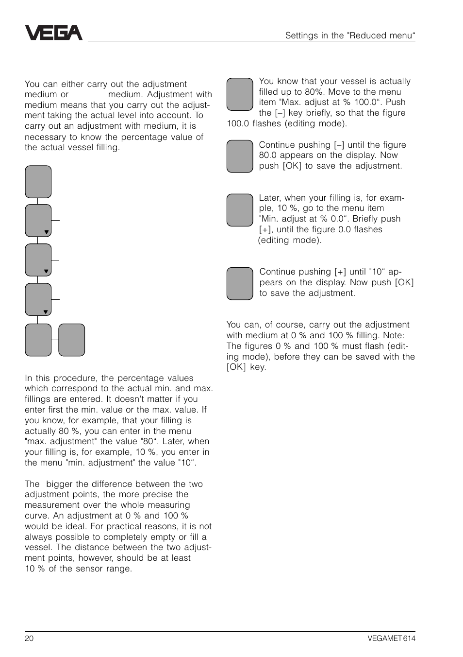 2 adjustment with medium | VEGA VEGAMET 614 User Manual | Page 20 / 56