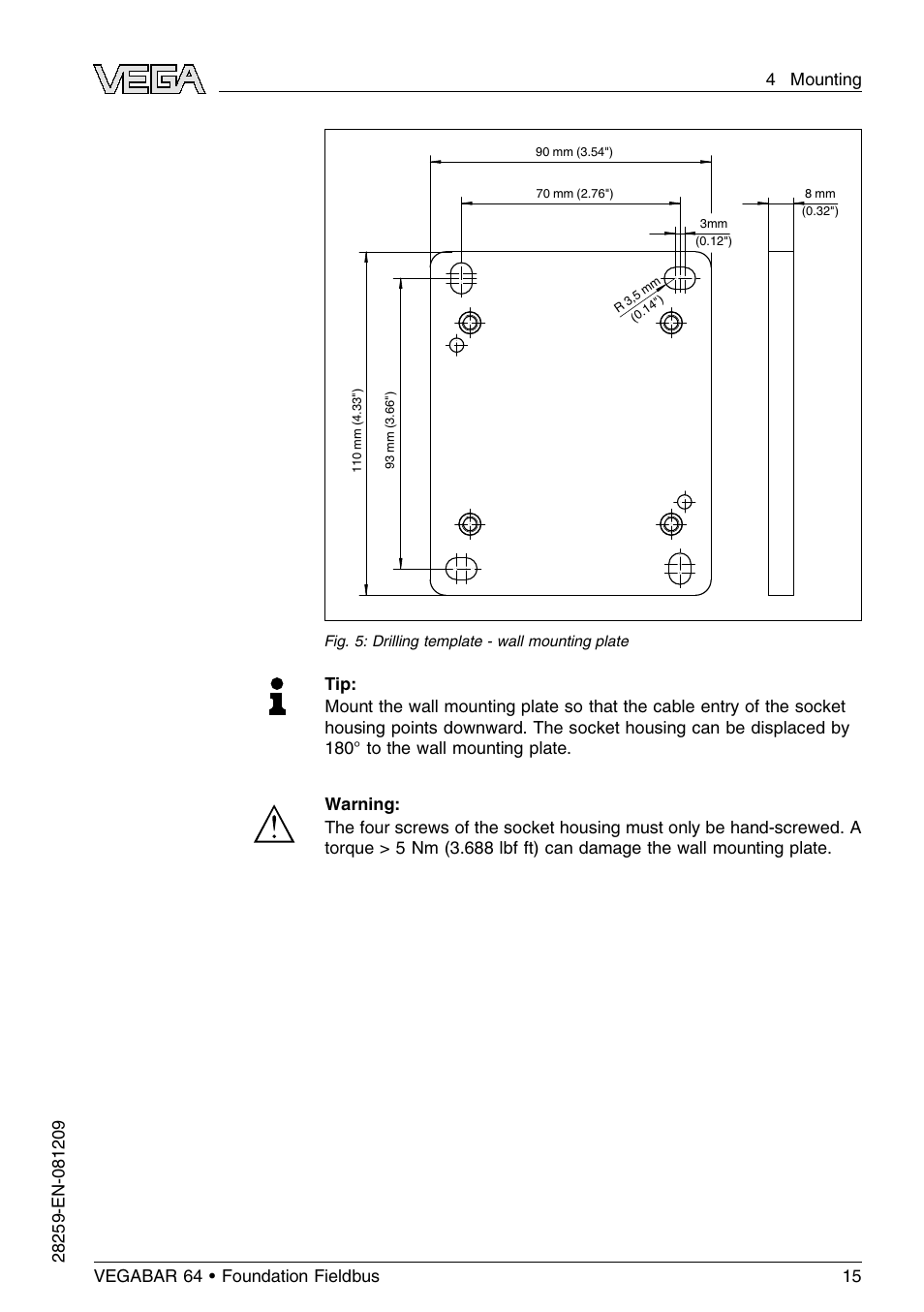 VEGA VEGABAR 64 Foundation Fieldbus User Manual | Page 15 / 80