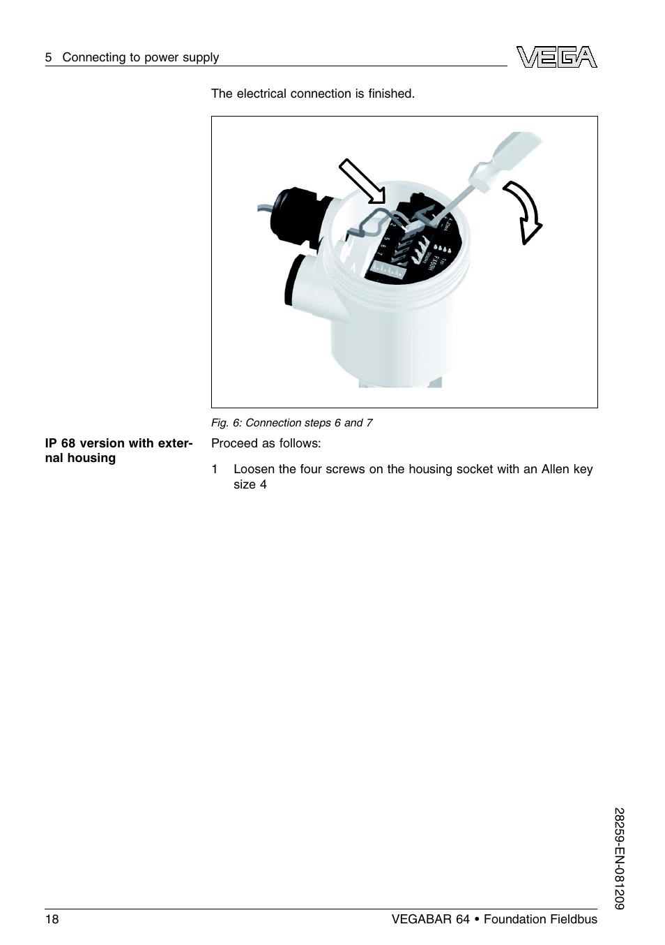 VEGA VEGABAR 64 Foundation Fieldbus User Manual | Page 18 / 80