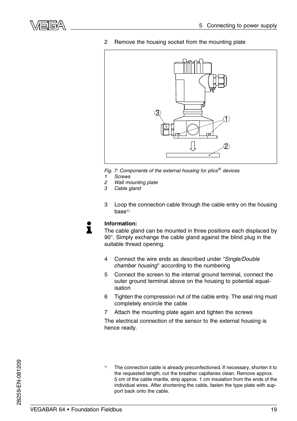 VEGA VEGABAR 64 Foundation Fieldbus User Manual | Page 19 / 80