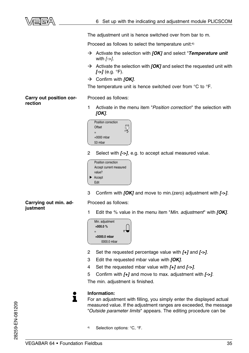 VEGA VEGABAR 64 Foundation Fieldbus User Manual | Page 35 / 80