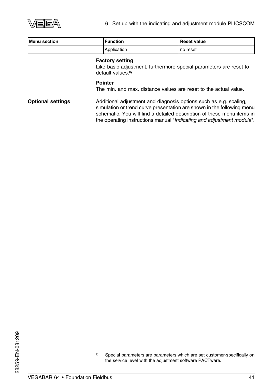 VEGA VEGABAR 64 Foundation Fieldbus User Manual | Page 41 / 80