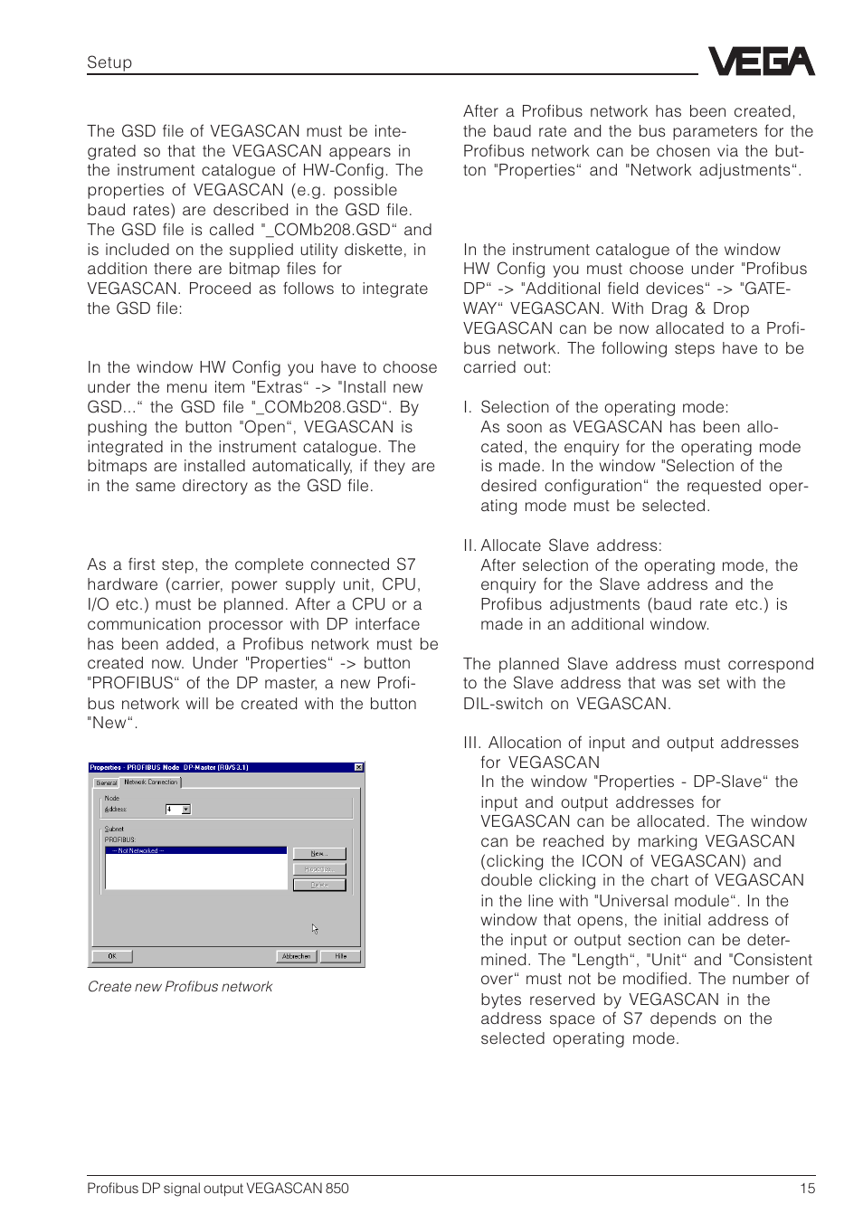 VEGA VEGASCAN 850 Profibus DP signal output User Manual | Page 15 / 28
