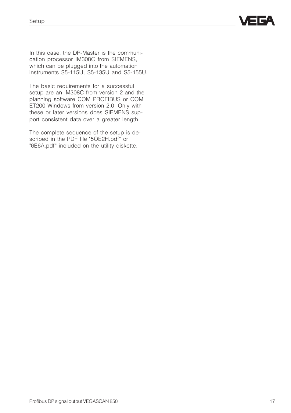 3 setup siemens s5 with im308c | VEGA VEGASCAN 850 Profibus DP signal output User Manual | Page 17 / 28