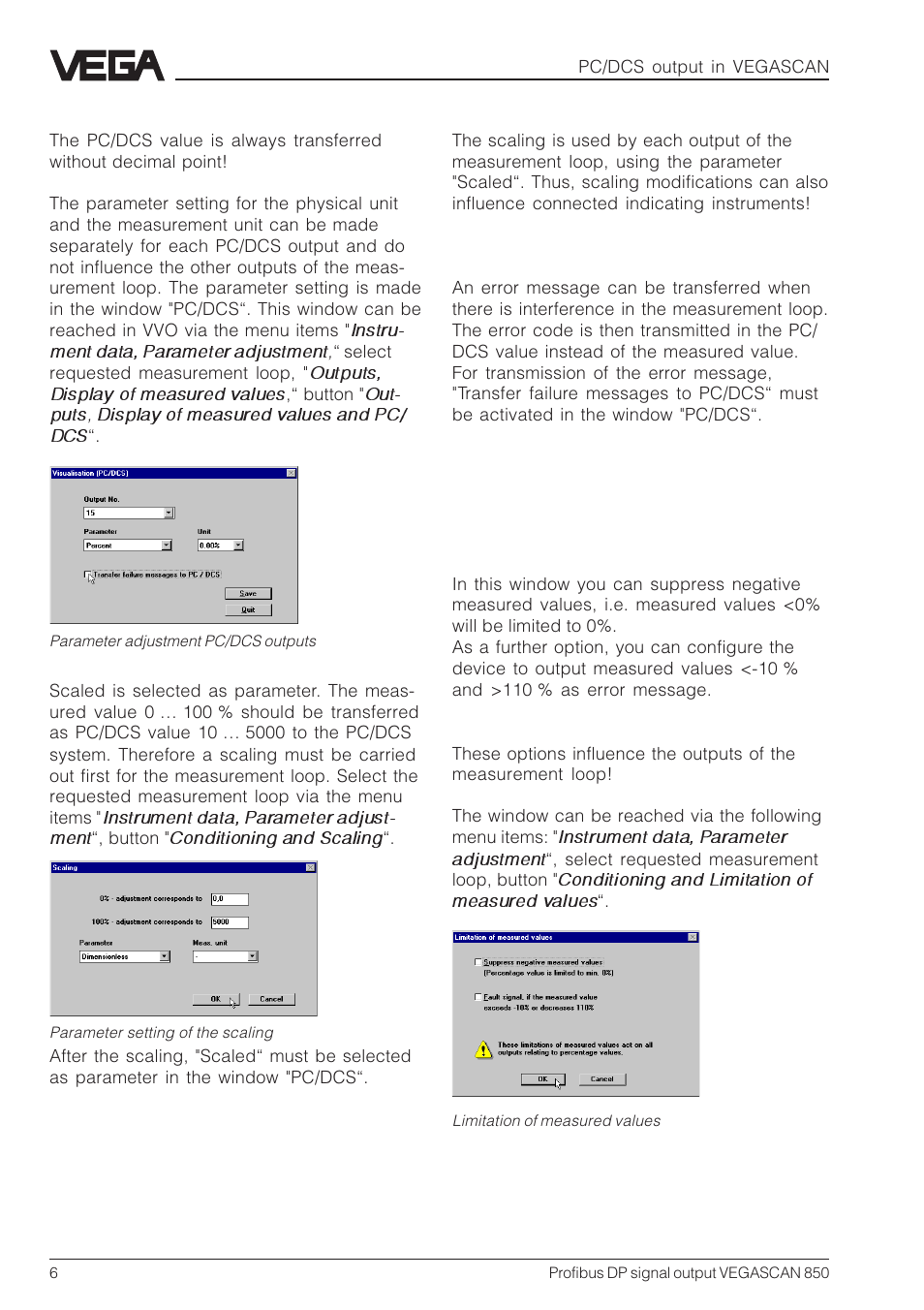 VEGA VEGASCAN 850 Profibus DP signal output User Manual | Page 6 / 28