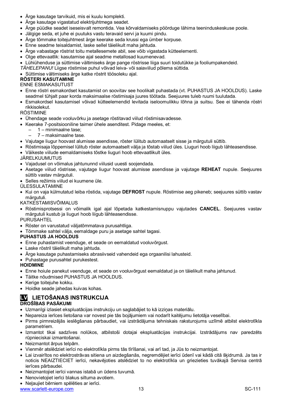 Scarlett SC-111 User Manual | Page 13 / 20