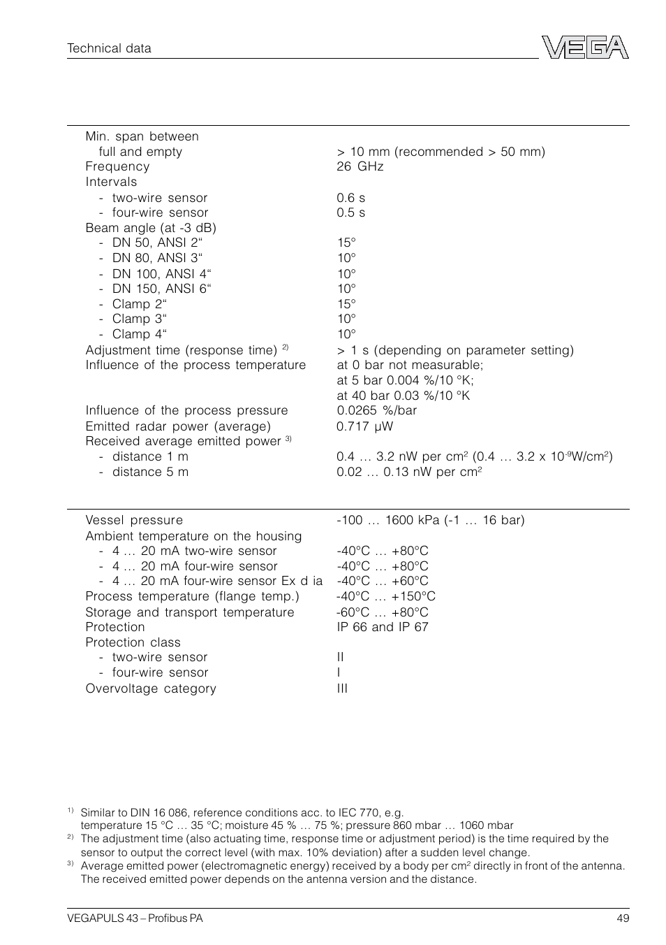 VEGA VEGAPULS 43 Profibus PA User Manual | Page 49 / 60