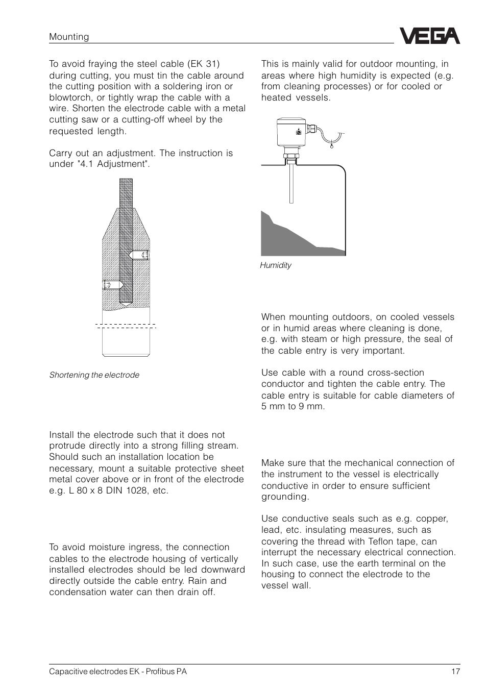 VEGA Capacitive electrodes EK Profibus PA User Manual | Page 17 / 56